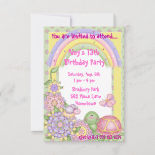 Invitaciones de cumpleaños de Pastel Turtle