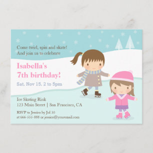 Invitaciones de cumpleaños de patinaje sobre hielo