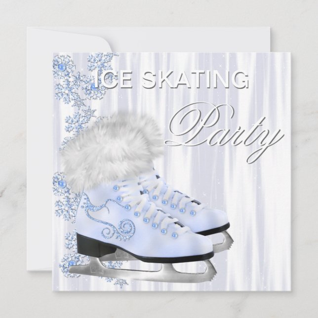 Invitaciones de cumpleaños de patinaje sobre hielo (Anverso)
