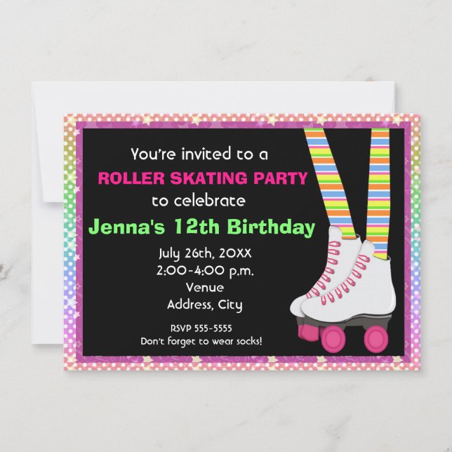 Invitaciones de cumpleaños de patinaje sobre rueda (Anverso)