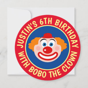 Invitaciones de cumpleaños de payaso de circo para