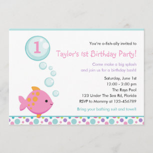 Invitaciones de cumpleaños de peces (Chicas) con b
