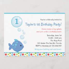 Invitaciones de cumpleaños de peces (niños) con bu