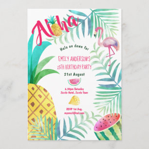 Invitaciones de cumpleaños de piña tropical del 25