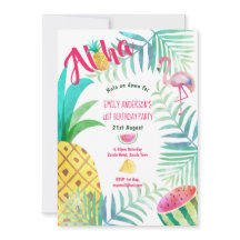 Invitaciones de cumpleaños de piña tropical del si