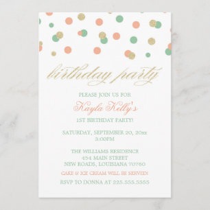 Invitaciones de cumpleaños de Pink & Mint