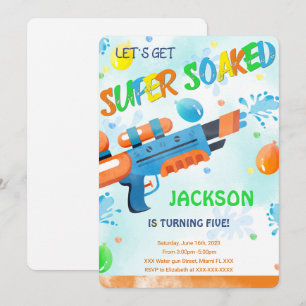 Invitaciones de cumpleaños de pistola de agua para