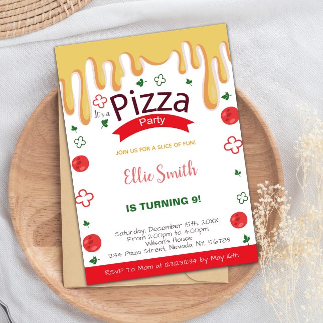 Invitaciones de cumpleaños de pizza extra de queso (Extra Cheese Pizza Birthday Invitations)