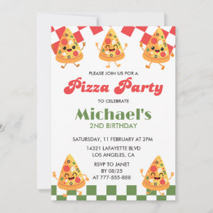 Invitaciones de Cumpleaños de Pizza Fiesta Moder