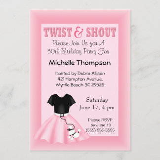 Invitaciones de cumpleaños de Poodle Skirt