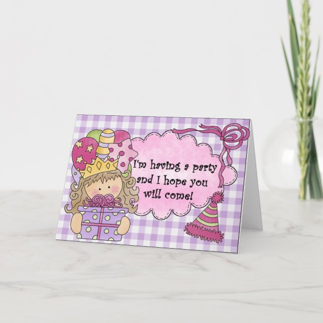 Invitaciones de cumpleaños de Princesa fiesta (Anverso)