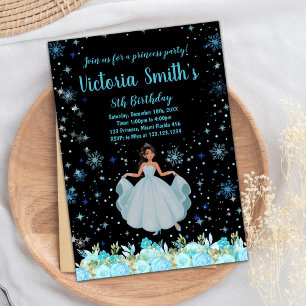 Invitaciones de cumpleaños de Princesa Floral Negr