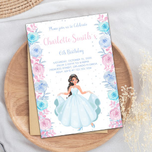 Invitaciones de cumpleaños de Princesa Floral Púrp