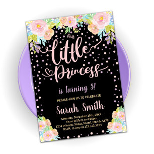 Invitaciones de cumpleaños de Princesa Negra Flora