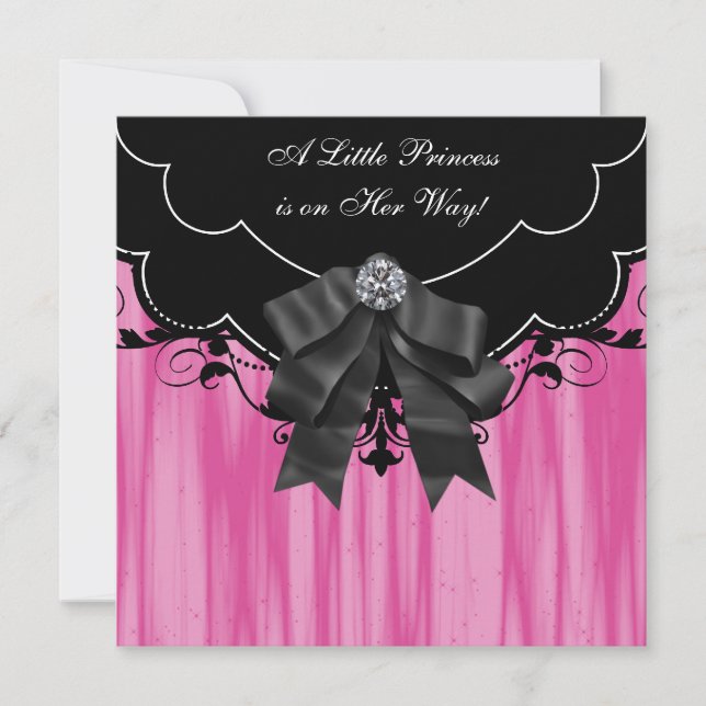 Invitaciones de Cumpleaños de Princesa Negra Rosa  (Anverso)