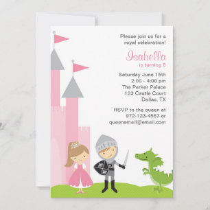 Invitaciones de cumpleaños de princesa y caballero