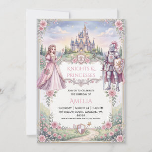 invitaciones de cumpleaños de princesa y caballero