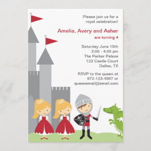Invitaciones de cumpleaños de princesa y caballero