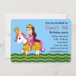 Invitaciones de cumpleaños de Princesa y personali