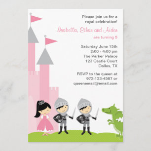Invitaciones de cumpleaños de princesas y caballer