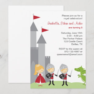 Invitaciones de cumpleaños de princesas y caballer