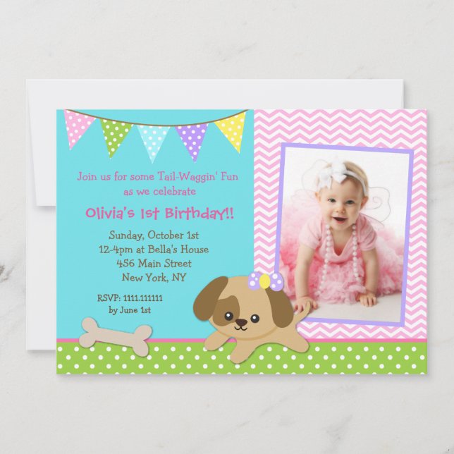 Invitaciones de cumpleaños de Puppy (Anverso)