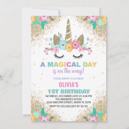 Invitaciones de cumpleaños de purpurina Unicornio