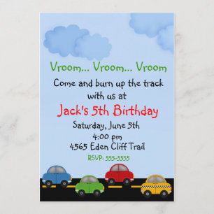 Invitaciones de cumpleaños de Race Car