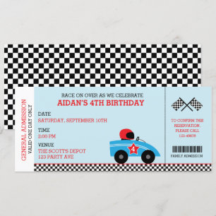 Invitaciones de cumpleaños de Race Car para el emb