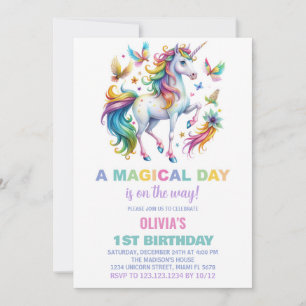 Invitaciones de cumpleaños de Rainbow Unicorn
