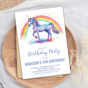 Invitaciones de cumpleaños de Rainbow Unicorn
