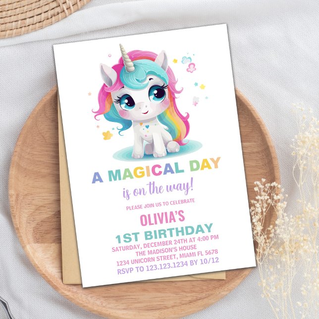Invitaciones de cumpleaños de Rainbow Unicorn (Rainbow Unicorn Birthday Invitations)