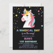 Invitaciones de cumpleaños de Rainbow Unicorn