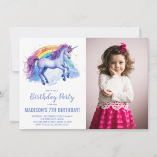 Invitaciones de cumpleaños de Rainbow Unicorn con 