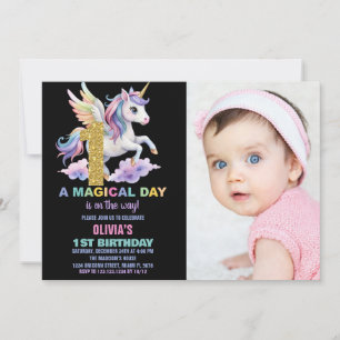 Invitaciones de cumpleaños de Rainbow Unicorn con