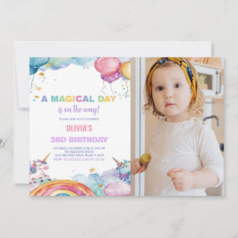 Invitaciones de cumpleaños de Rainbow Unicorn con