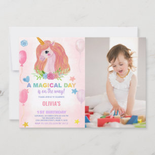 Invitaciones de cumpleaños de Rainbow Unicorn con