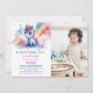 Invitaciones de cumpleaños de Rainbow Unicorn con 