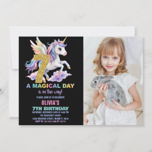 Invitaciones de cumpleaños de Rainbow Unicorn con 
