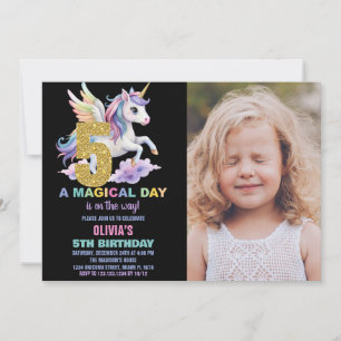 Invitaciones de cumpleaños de Rainbow Unicorn con 