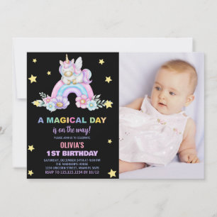 Invitaciones de cumpleaños de Rainbow Unicorn con