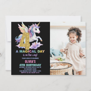 Invitaciones de cumpleaños de Rainbow Unicorn con