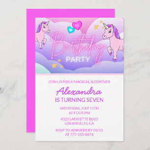 Invitaciones de cumpleaños de Rainbow Unicorn de s