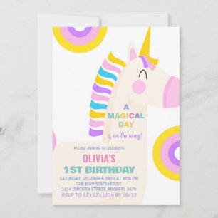 Invitaciones de cumpleaños de Rainbow Unicornio pe
