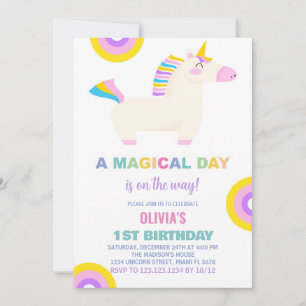 Invitaciones de cumpleaños de Rainbow Unicornio pe