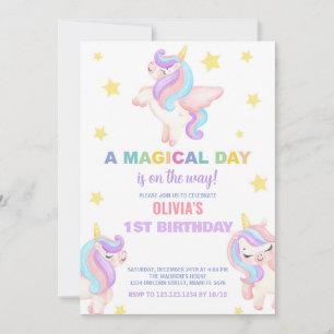 Invitaciones de cumpleaños de Rainbow Unicorns