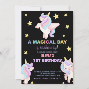 Invitaciones de cumpleaños de Rainbow Unicorns