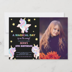 Invitaciones de cumpleaños de Rainbow Unicorns con