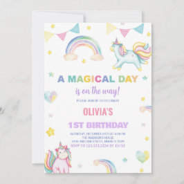 Invitaciones de cumpleaños de Rainbows Unicorn