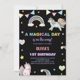 Invitaciones de cumpleaños de Rainbows Unicorn